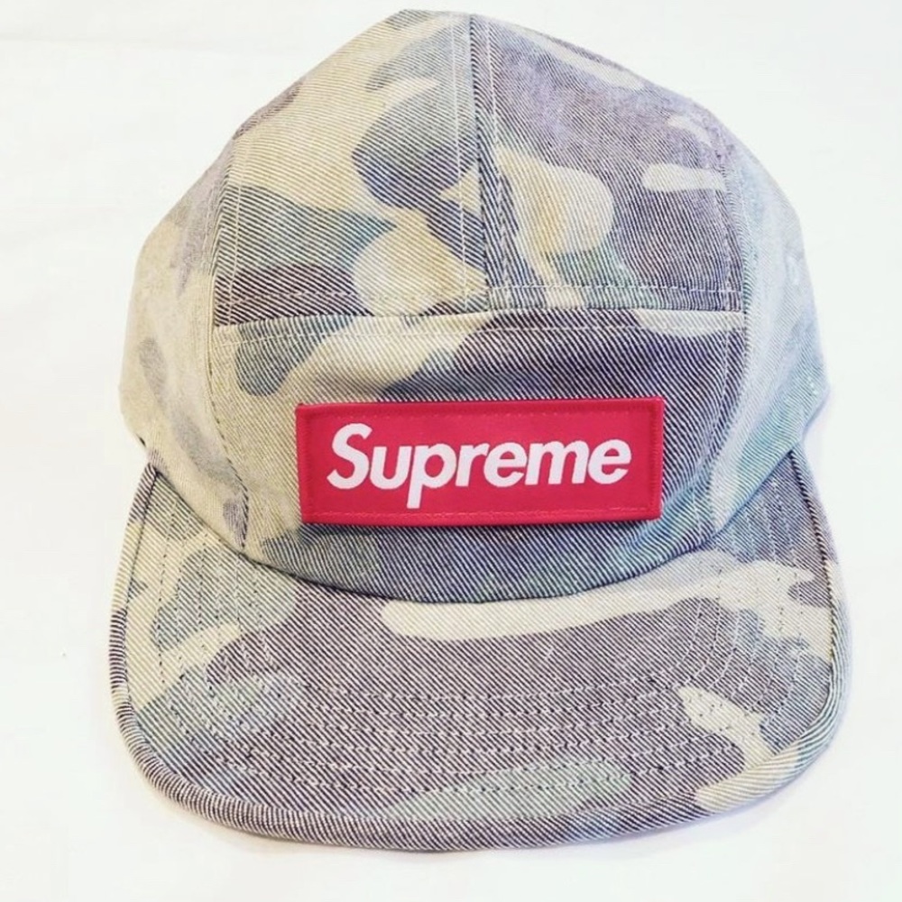 Supreme washed out camo camp cap